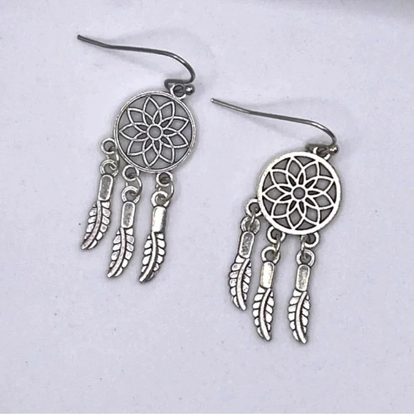 Silver Dream Catcher Earrings - Picture 2 of 3